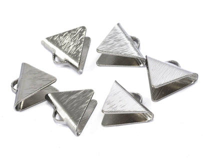 Triangle Crimp findings with loop 12.5x15mm Silver tone brass , Ribbon Crimp cap, 4175