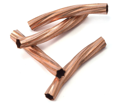 Raw Copper Swirl curved tube 5.5x42mm (4.5mm hole) finding charm pendant 2292