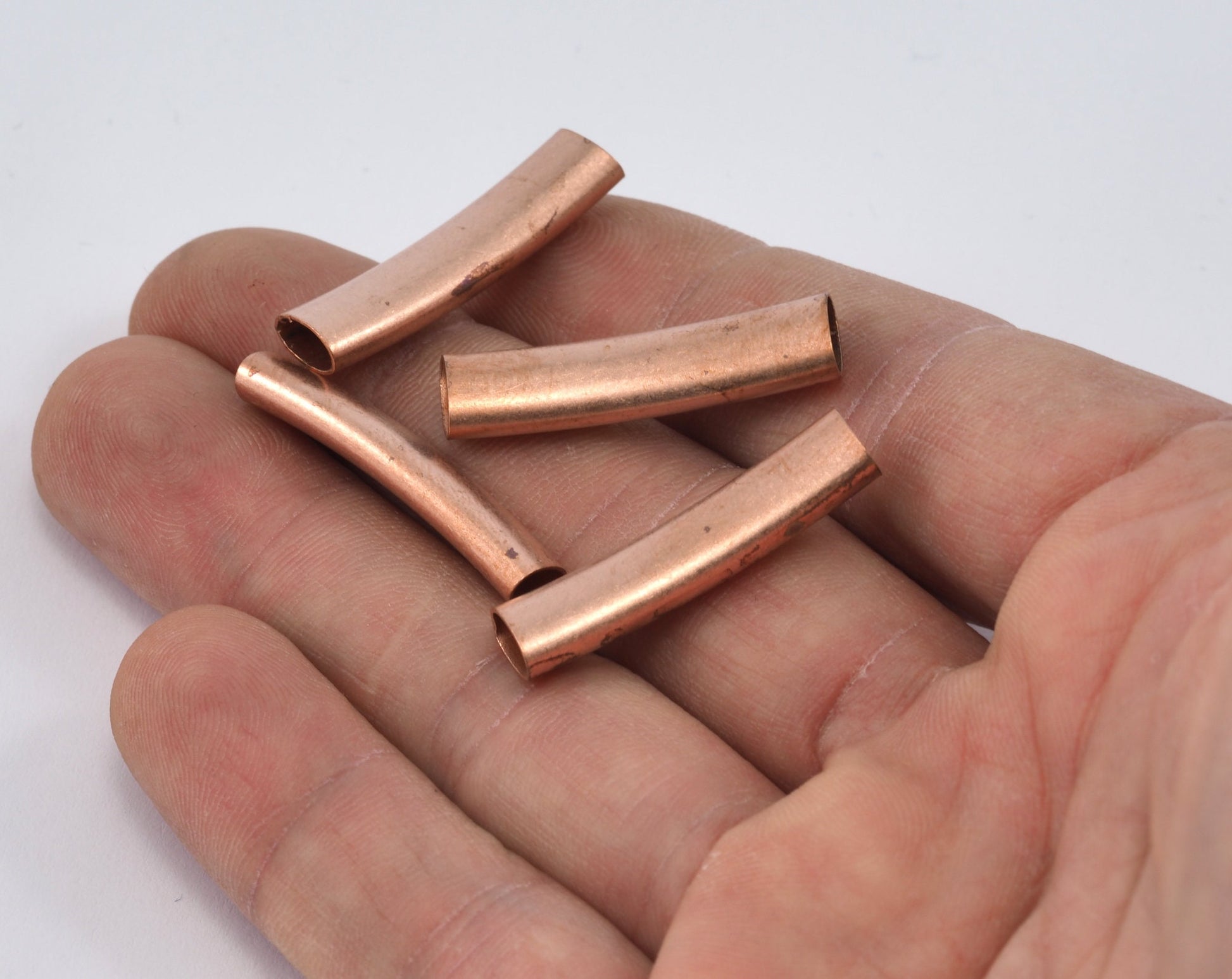 Raw Copper oval curved tube 4x7x30mm (3.5x6.5mm hole) finding charm pendant 2294