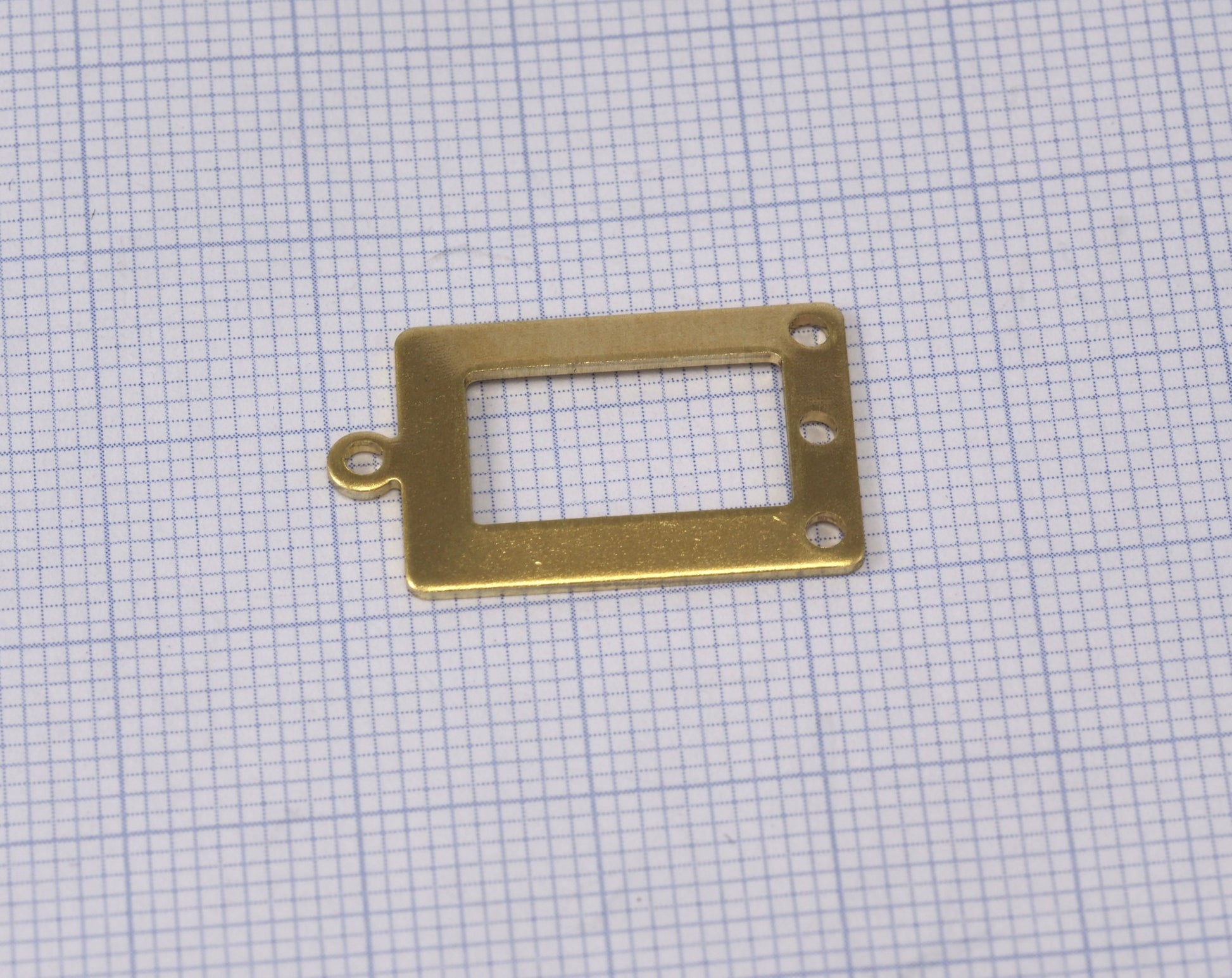 Rectangle frame with loop and 3 hole 23x14mm pendant charms Raw brass 2274-125