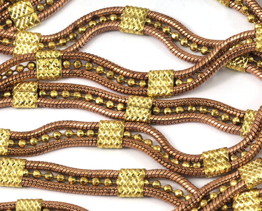 4.3mm 0.17 inch raw brass 3 line snake chain ball chain fantasy z034