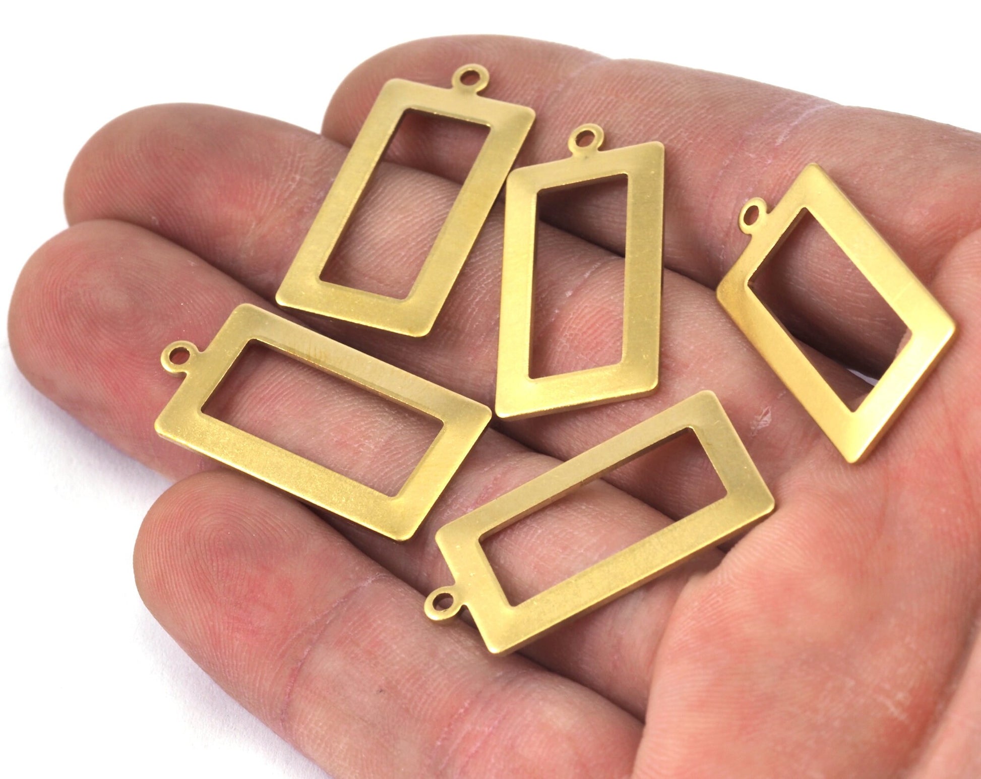 Rectangle frame with loop 33x14mm pendant charms Raw brass 2300-160