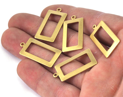 Rectangle frame with loop 33x14mm pendant charms Raw brass 2300-160
