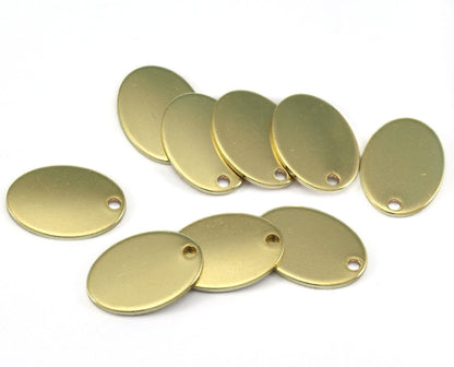 Oval stamping blank tag charms pendant raw brass 14x10mm 1 hole 2234-75
