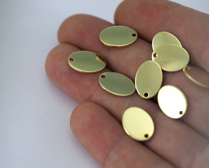 Oval stamping blank tag charms pendant raw brass 14x10mm 1 hole 2234-75