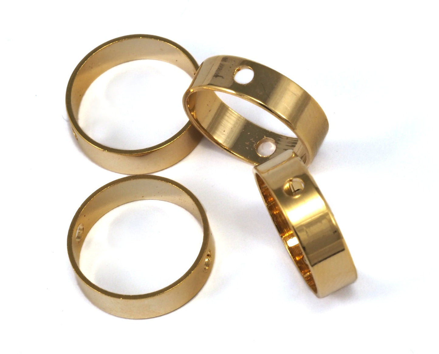 Gold plated brass bead frame 14x4mm 0,55"x0,16" (hole 13mm 0,51") 2 hole ring connector ring bab13 1216