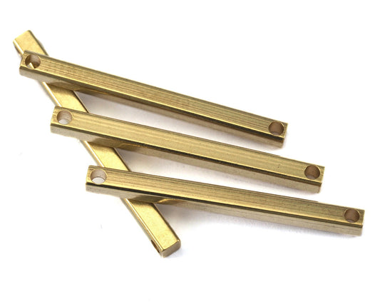 Square bar raw brass 3x35mm 2 hole connector Hole inner: 2mm findings pendant sbl 2135
