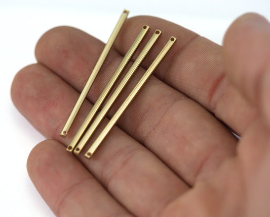 Square bar raw brass 2x45mm 2 hole connector "Hole inner: 1.25mm" findings pendant sbl 2236