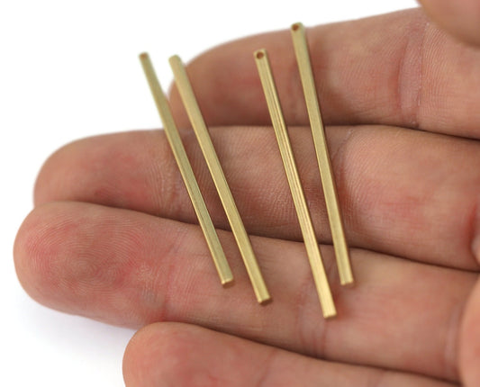 Square bar raw brass 2x45mm 1 hole "Hole inner: 1.25mm" findings pendant sbl 2236