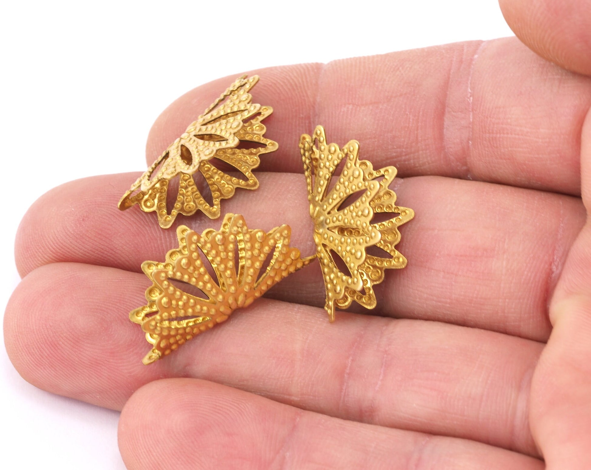 Folded filigree connector charms 25x13mm raw brass findings 404R-34 2304