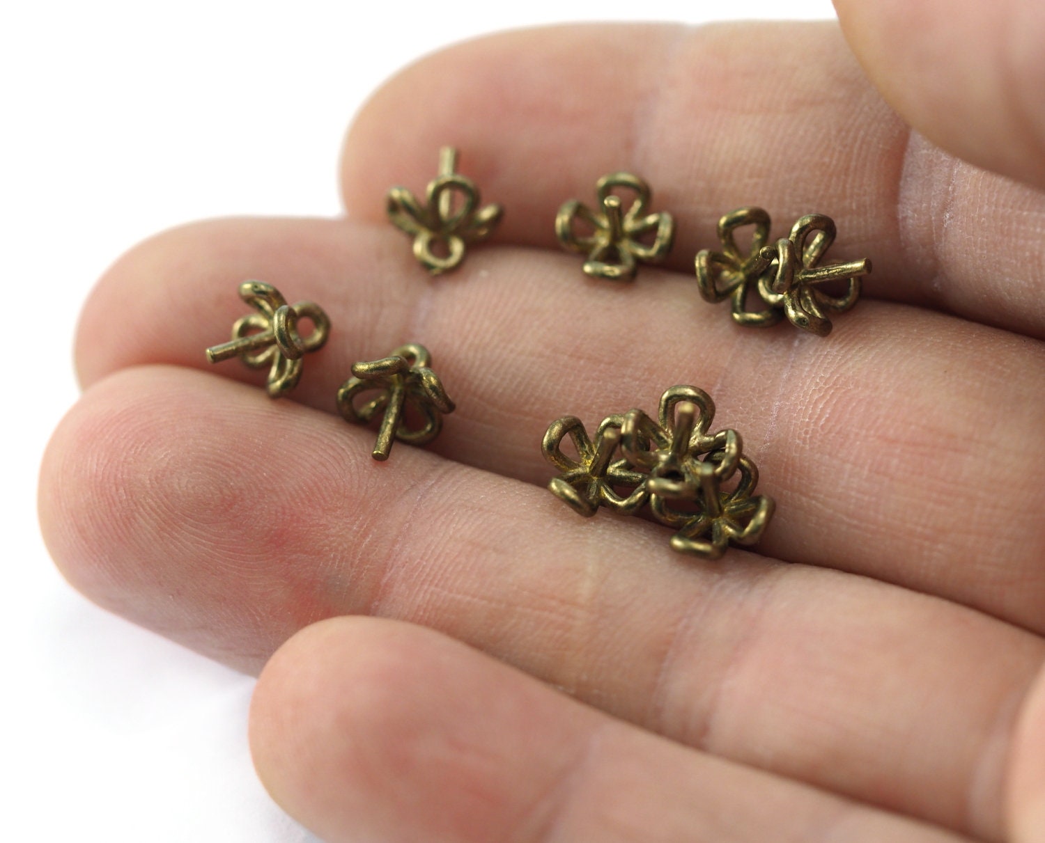 10 pcs Cup Peg Drop, Up eyes screw ,antique tone brass, 9.5x7.5mm with 1.2mm hole for half drilled beads 2242