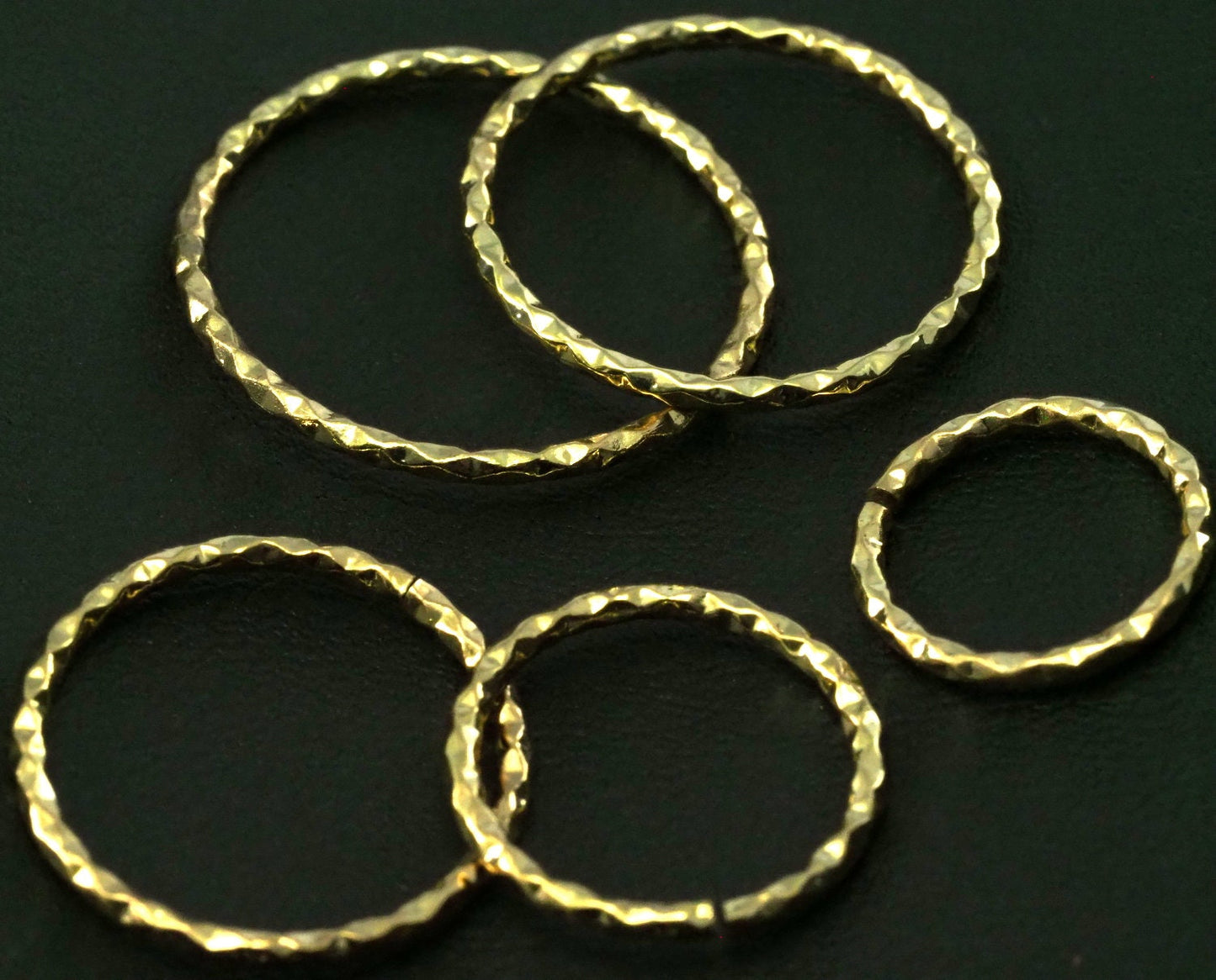 stacking ring, circle ring, Round ring knuckle ring, Gold plated brass adjustable textured 25x1.5mm (hole 22mmUS 12 3/4 ) 2187