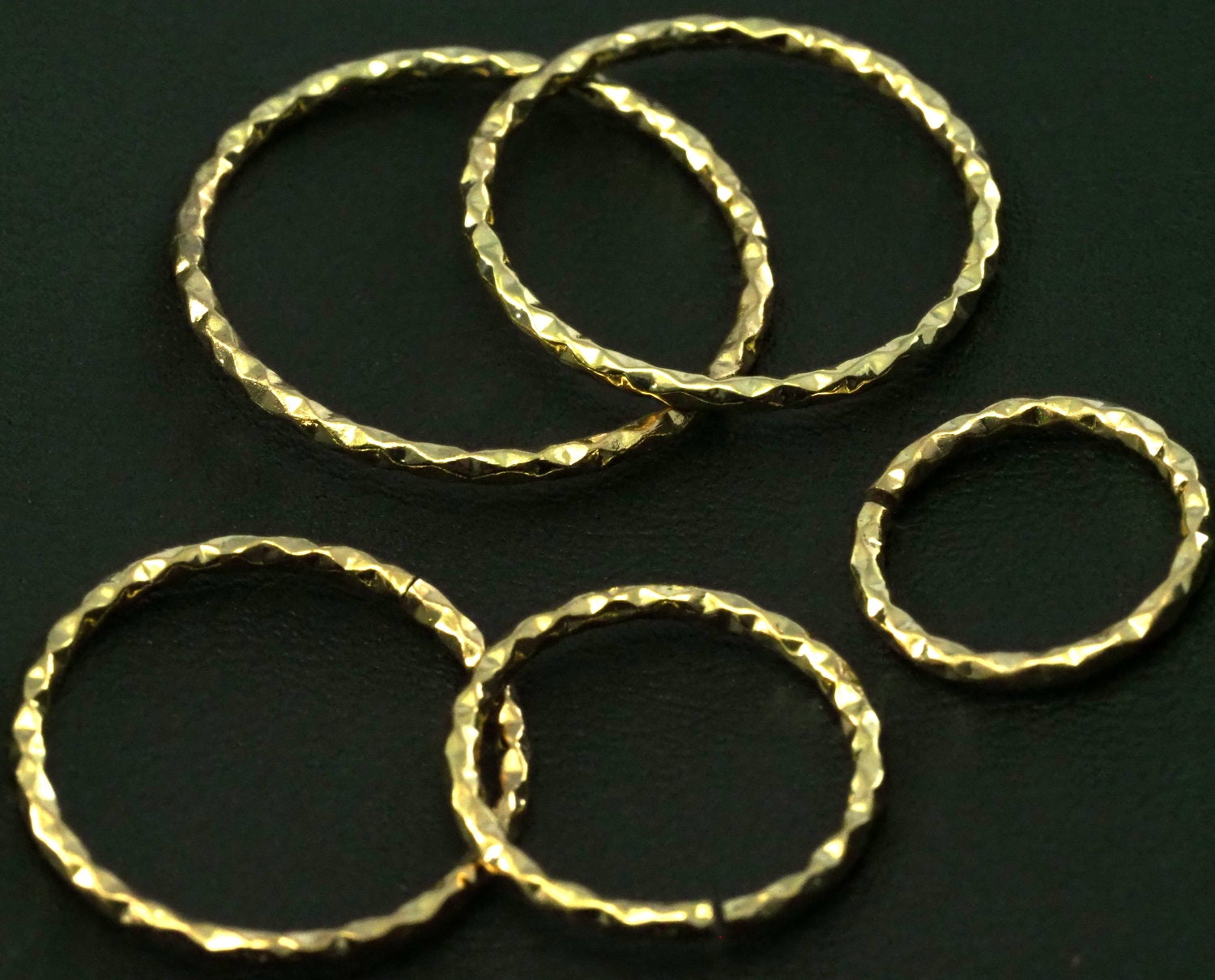 stacking ring, circle ring, Round ring knuckle ring, Gold plated brass adjustable textured 25x1.5mm (hole 22mmUS 12 3/4 ) 2187
