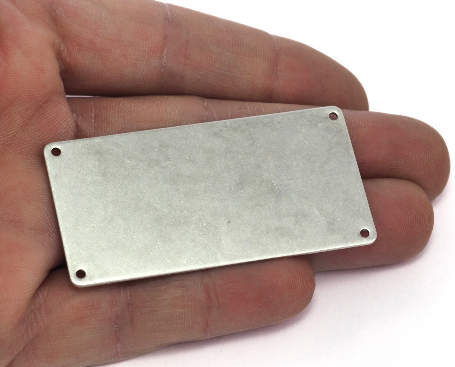 Blanks, Antique silver plated brass Sheet, 30x60mm ( stamping ) Thickness 20 gauge 0.8mm with 4 holes 1878