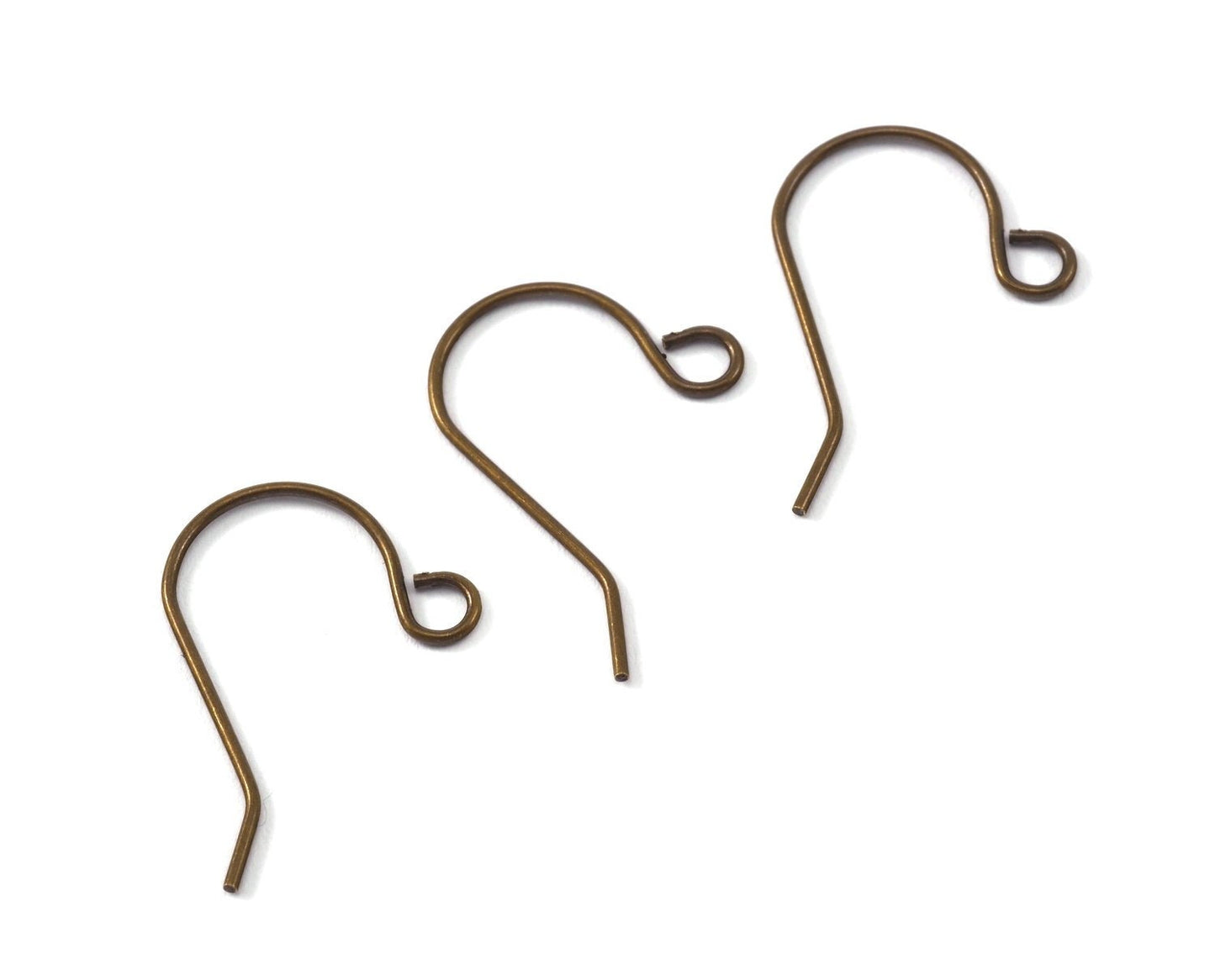 Fish hook Brass earring wire earring posts Antique yellow brass 22mm (0.75mm wire thickness) 2257