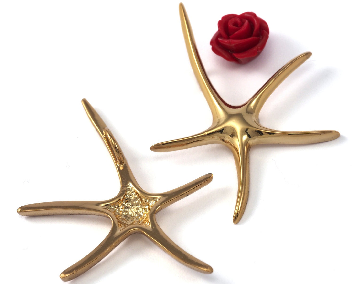 Starfish pendant, necklace Gold plated brass 48x35 2261