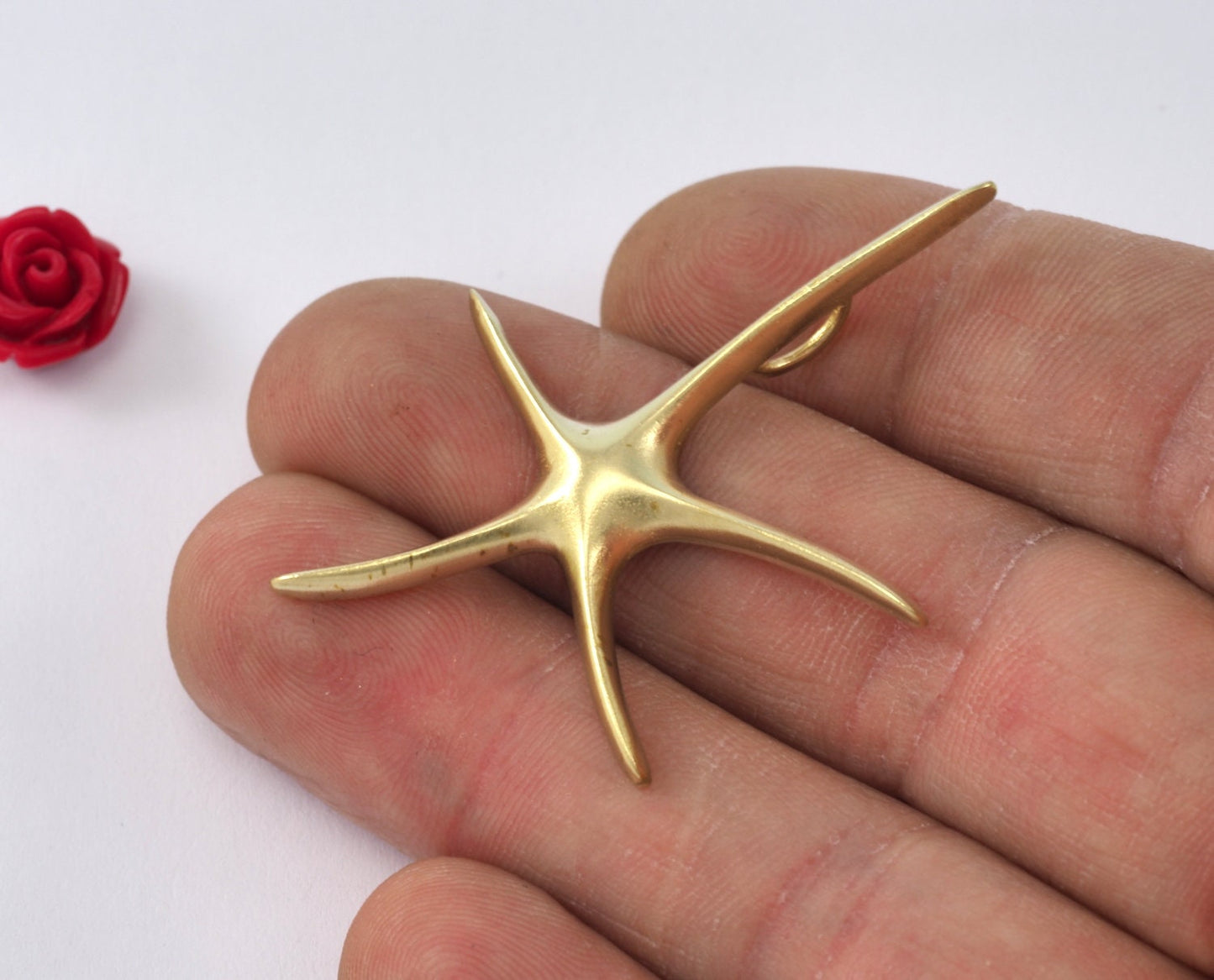 Starfish pendant, necklace raw brass 48x35 2261