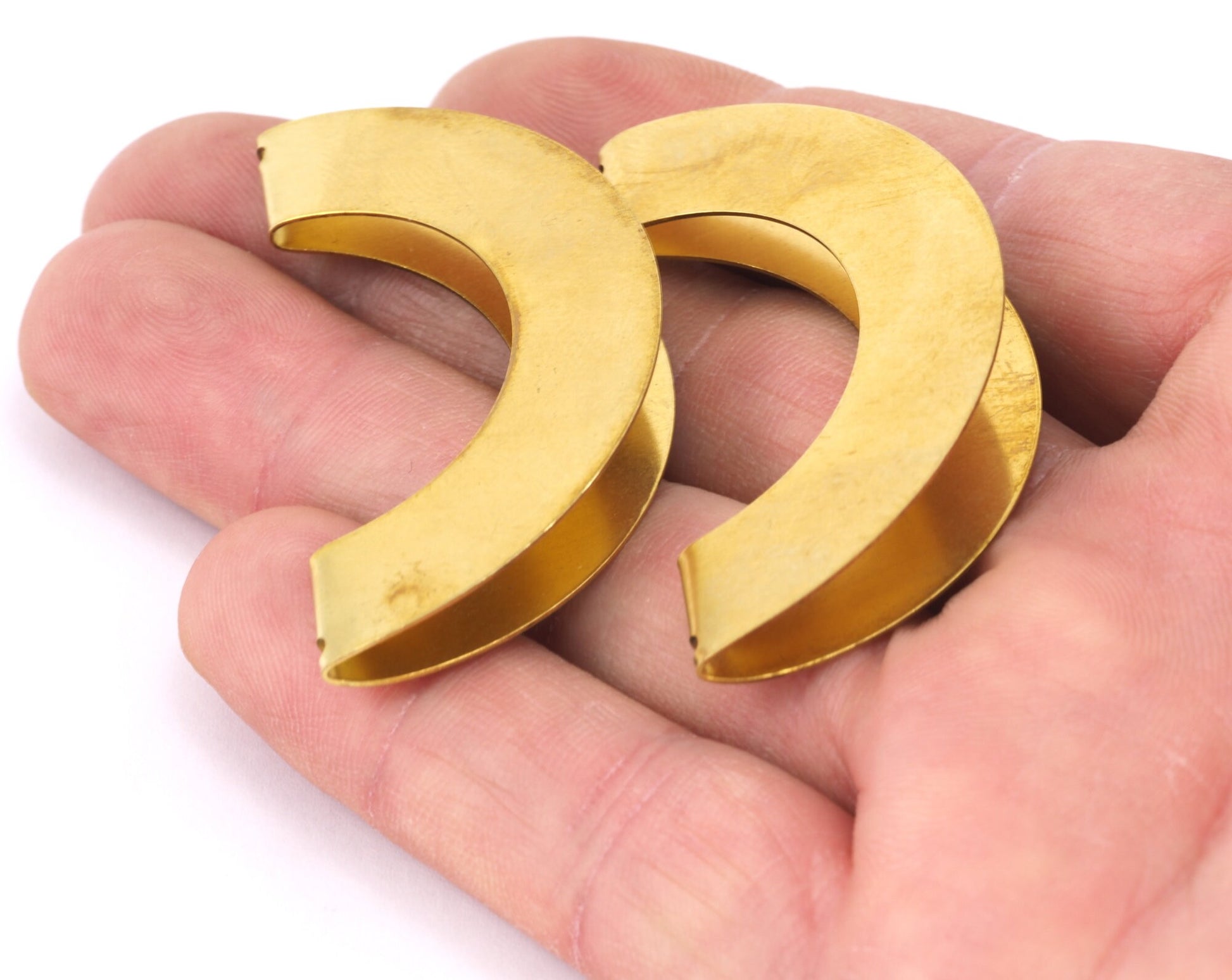 Folded semi circle 52mm raw brass tag, raw brass findings 2304-356