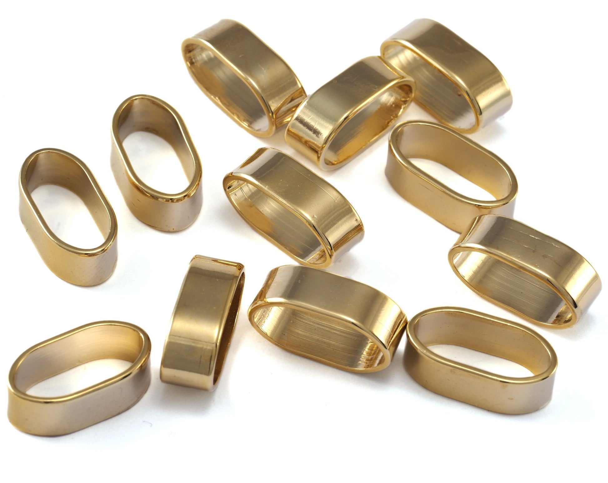 leather, ribbon ,cord ,slider , 18x9x6mm Shiny gold plated brass spacer hole 16x7mm bab 2324