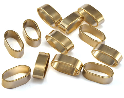 leather, ribbon ,cord ,slider , 18x9x6mm Shiny gold plated brass spacer hole 16x7mm bab 2324