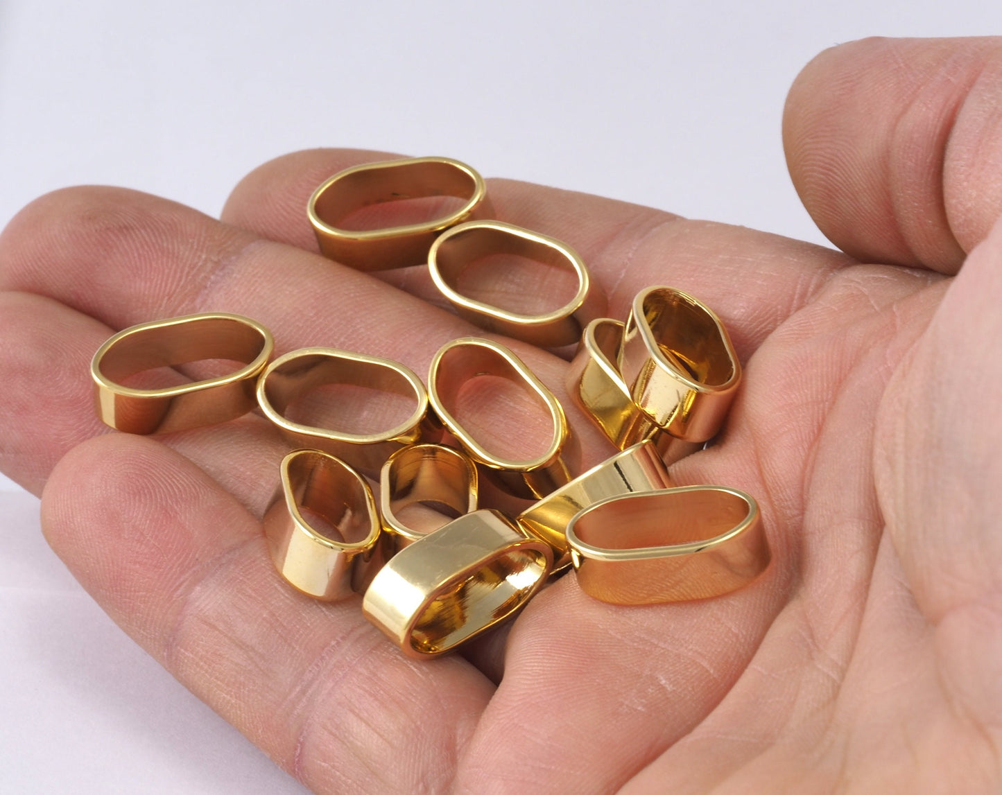 leather, ribbon ,cord ,slider , 18x9x6mm Shiny gold plated brass spacer hole 16x7mm bab 2324