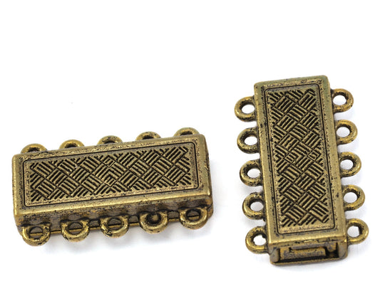 Brazil bracelet clasp 5 strands 28x17mm Antique yellow alloy magnetic clasp MCL 1080