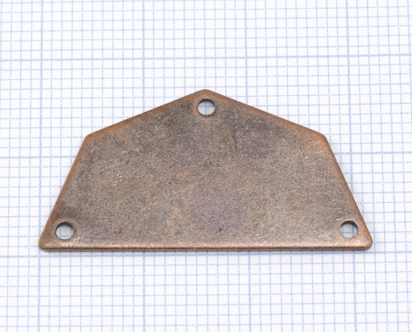 Semi octagonal 32x16mm Thickness 0.8mm 3 hole copper plated brass stamping blanks 1983-250