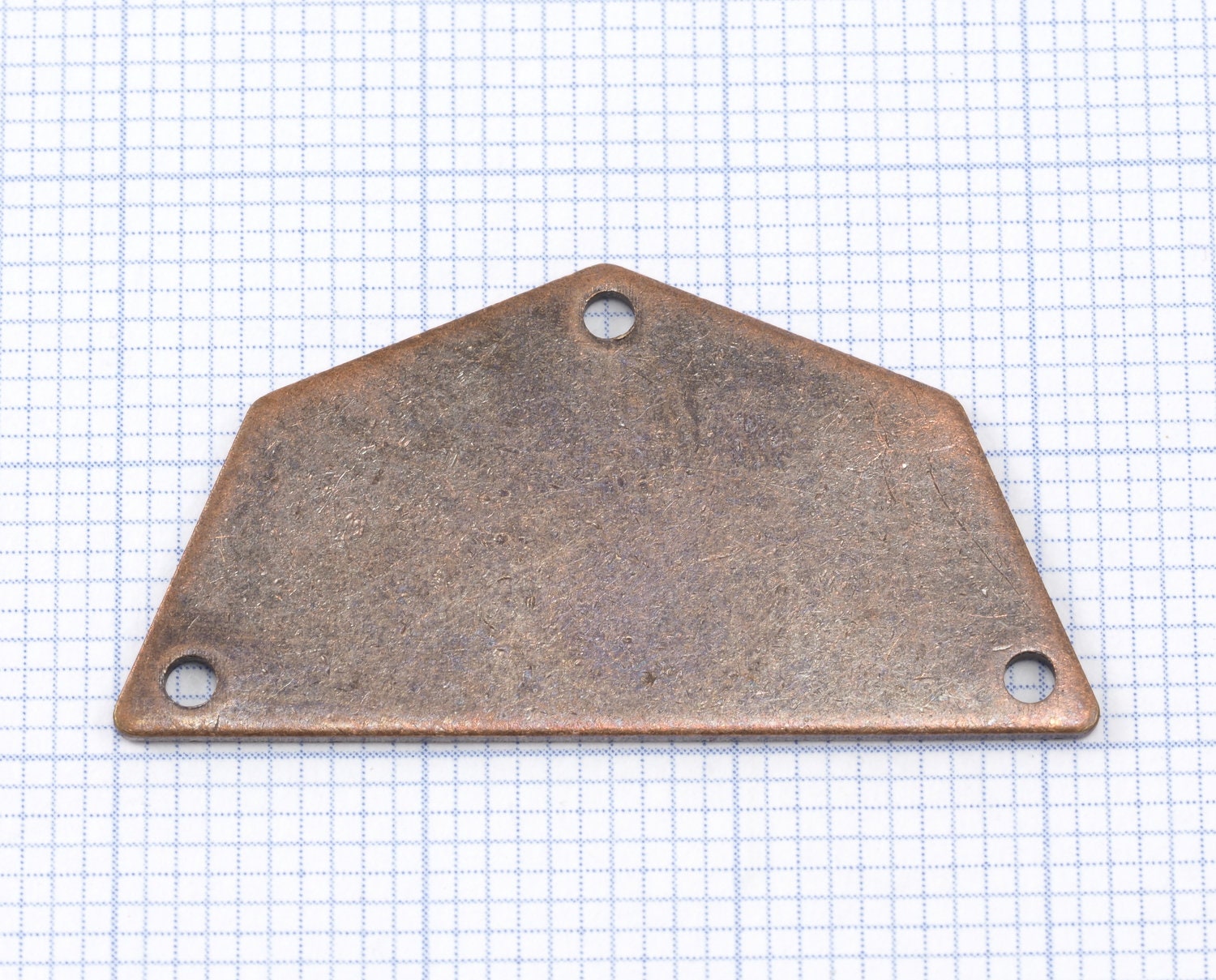 Semi octagonal 32x16mm Thickness 0.8mm 3 hole copper plated brass stamping blanks 1983-250