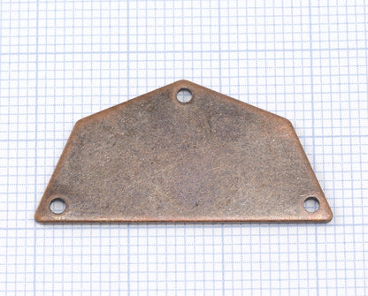 Semi octagonal 32x16mm Thickness 0.8mm 3 hole copper plated brass stamping blanks 1983-250