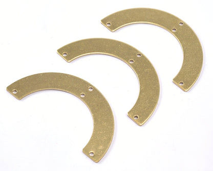Ushape semi circle 50x25x0.8mm raw brass SCS 1590MT4 4 holes
