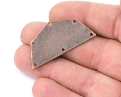 Semi octagonal 40x20mm 0.8mm Thickness 6 hole Copper plated stamping blanks 1984-400