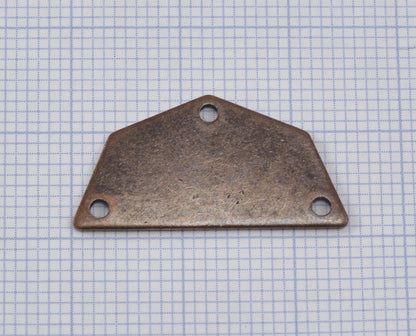 Semi octagonal 25x12.5mm 0.8mm Thickness 3 hole Copper plated brass stamping blanks 1982-150