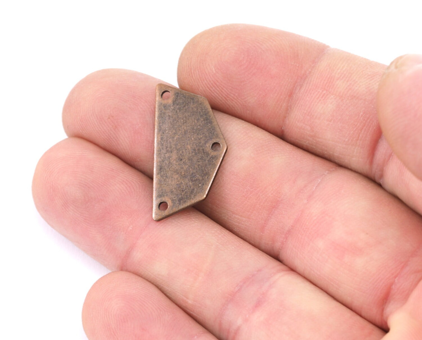 Semi octagonal 25x12.5mm 0.8mm Thickness 3 hole Copper plated brass stamping blanks 1982-150