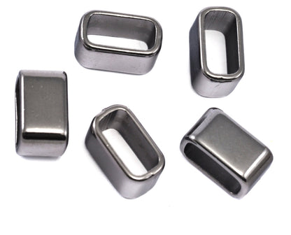 leather, ribbon ,cord ,slider , 14x8mm Gunmetal tone alloy spacer hole 11.5x5.5mm bab 1283