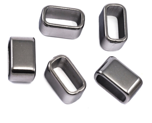 leather, ribbon ,cord ,slider , 14x8mm Gunmetal tone alloy spacer hole 11.5x5.5mm bab 1283