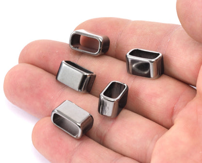 leather, ribbon ,cord ,slider , 14x8mm Gunmetal tone alloy spacer hole 11.5x5.5mm bab 1283