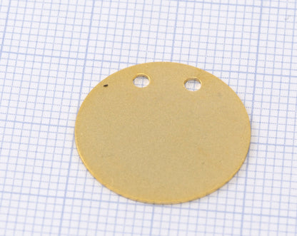 Circle tag Gold Plated Brass 20mm 2 hole Charms ,Findings 61-125