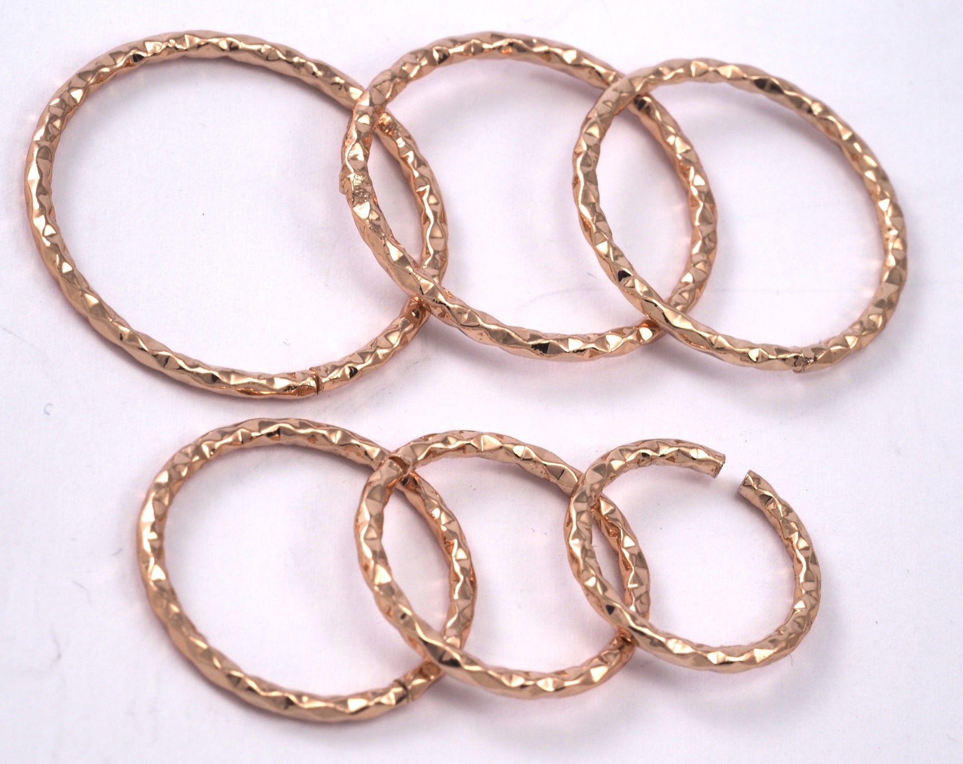 stacking ring, circle, Round ring knuckle ring, Rose gold plated brass adjustable textured 17x1.5mm (hole 14mmUS 3 ) 2183 Wire: 1.5mm