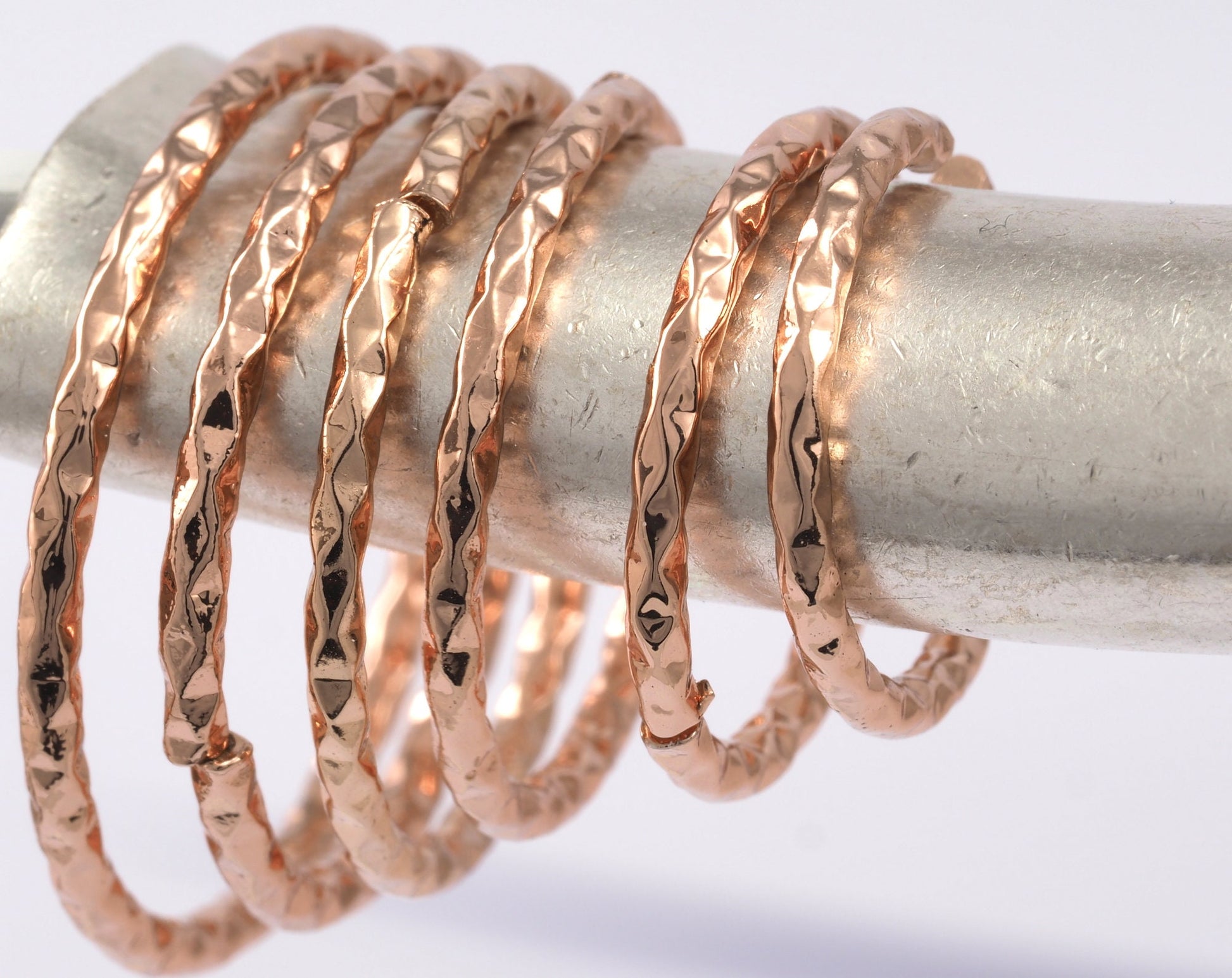 stacking ring, circle, Round ring knuckle ring, Rose gold plated brass adjustable textured 17x1.5mm (hole 14mmUS 3 ) 2183 Wire: 1.5mm