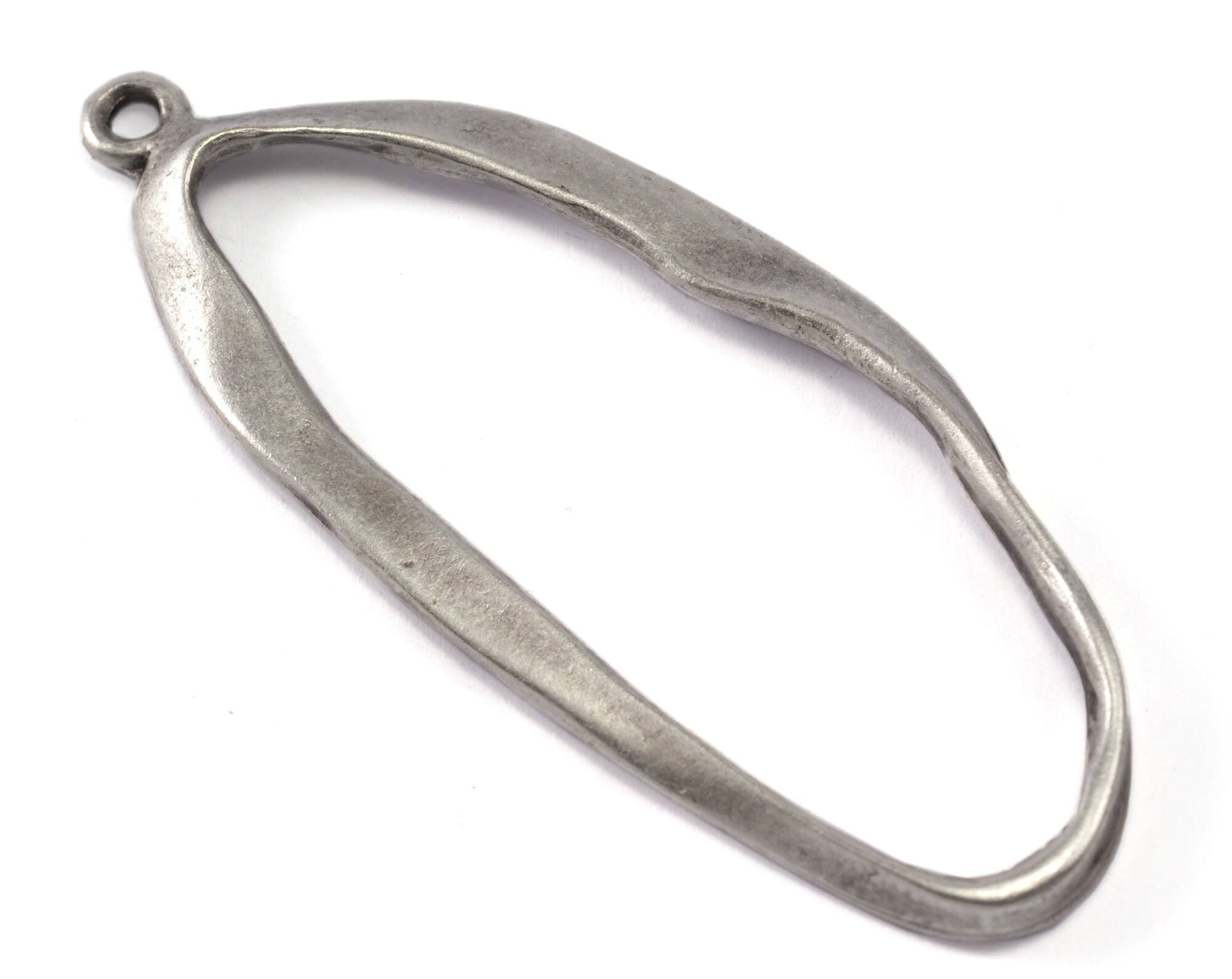 Oval with loop 66x27mm silver plated alloy pendant charms 2269