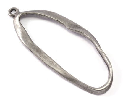 Oval with loop 66x27mm silver plated alloy pendant charms 2269