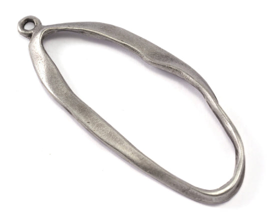 Oval with loop 66x27mm silver plated alloy pendant charms 2269