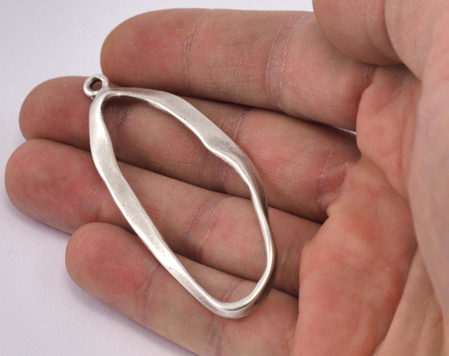 Oval with loop 66x27mm silver plated alloy pendant charms 2269