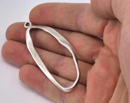 Oval with loop 66x27mm silver plated alloy pendant charms 2269