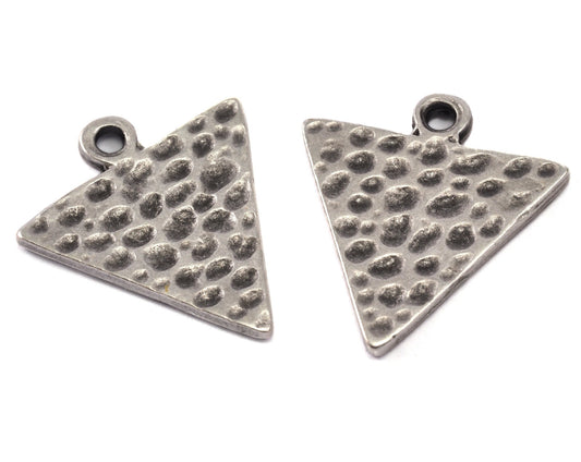 triangle textured with loop 24.5x22mm antique silver plated alloy pendant charms 2269