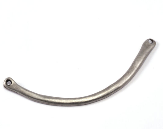 Curved oval bar with 2 hole 78mm antique silver plated alloy pendant charms 2269