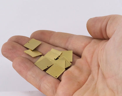 Square tag 1 hole 12.5mm thickness 0.3mm Raw brass charms findings pendants earring stamping 2329-50