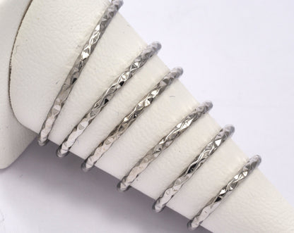 stacking ring, circle ring, Round ring knuckle ring, Silver plated brass adjustable textured 19mm (hole 16mmUS 5 3/8 ) 2184 Wire: 1.5mm