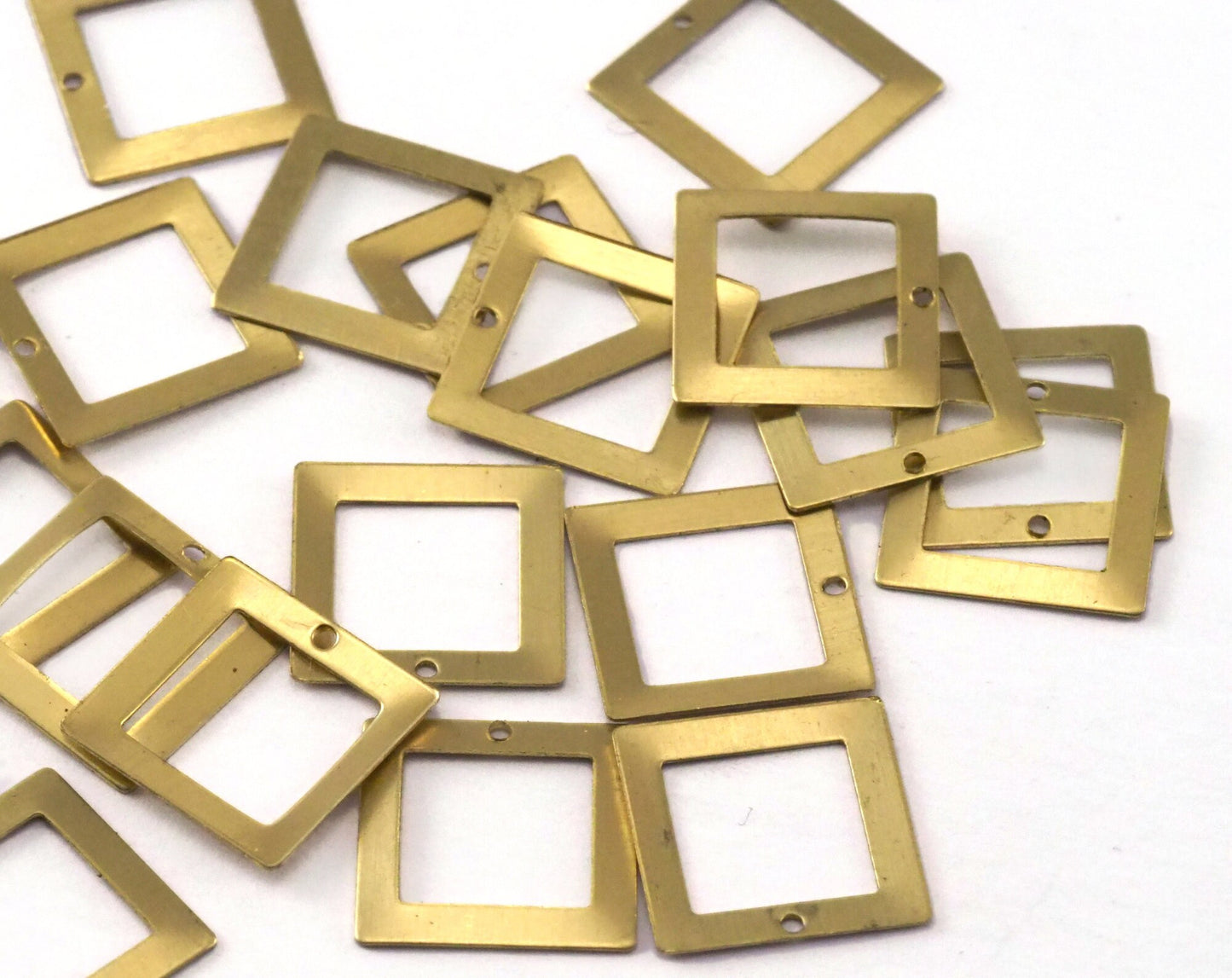 Square tag with hole 12.5mm thickness 0.3mm Raw brass charms findings pendants earring stamping 2332-21