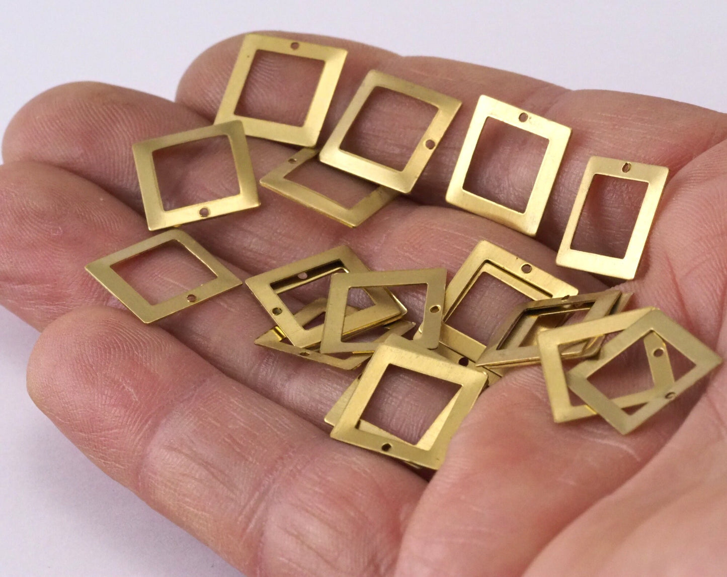 Square tag with hole 12.5mm thickness 0.3mm Raw brass charms findings pendants earring stamping 2332-21
